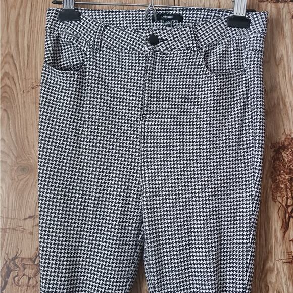Labijou Houndstooth Stacked Rouched Pants Size Medium - Picture 2 of 10